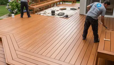Memphis, TN deck painting service protecting and refreshing an outdoor wood deck against weather damage