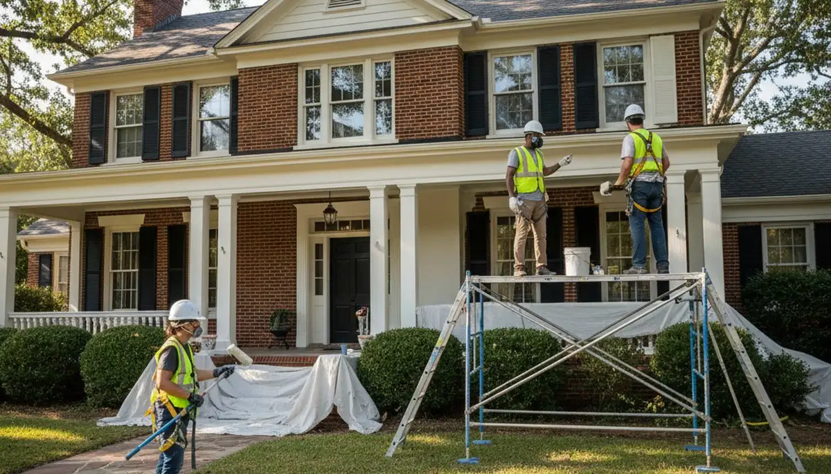 Memphis, TN painters on a residential painting project for interior and exterior home services